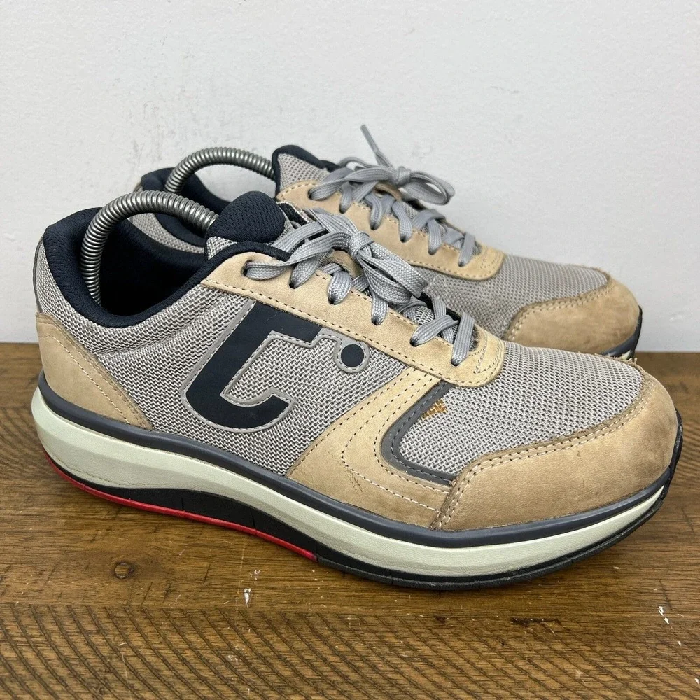 Joya Shoes Mens 8 Gray Tan Cancun Cloud Comfort Walking Sneakers Swiss Tech‎